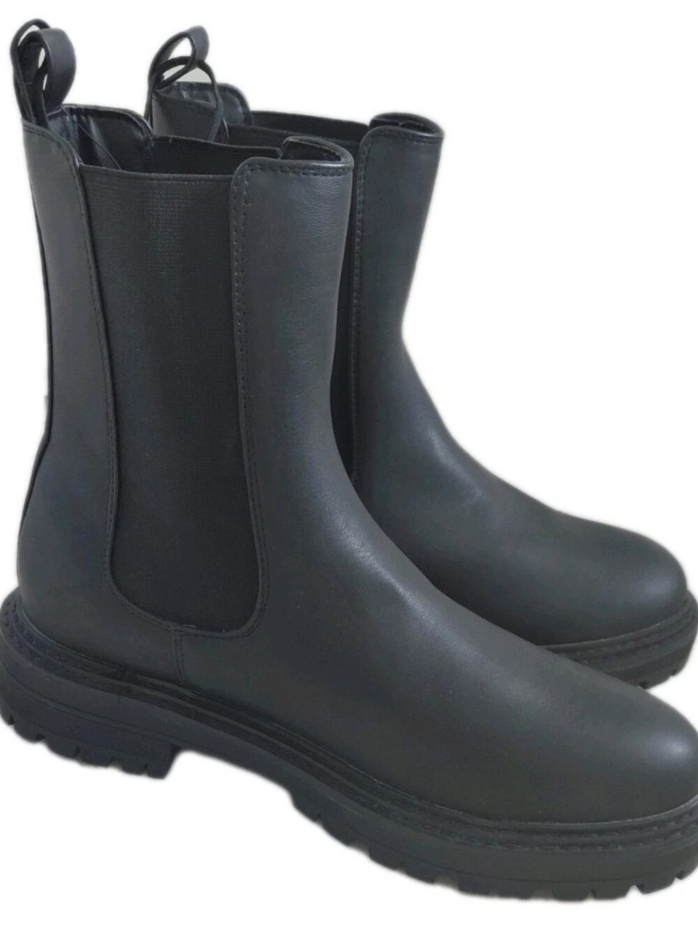 Express Black Chelsea Lug Ankle Boots